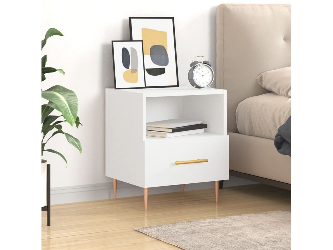 Vidaxl Mesa De Cabeceira 40x35x47,5 Cm Derivados De Madeira Branco