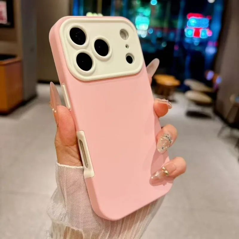 Capa De Silicone Para Iphone 16 Pro Max Rosa, Com Estrutura Rígida E Macia, Resistente A Quedas.