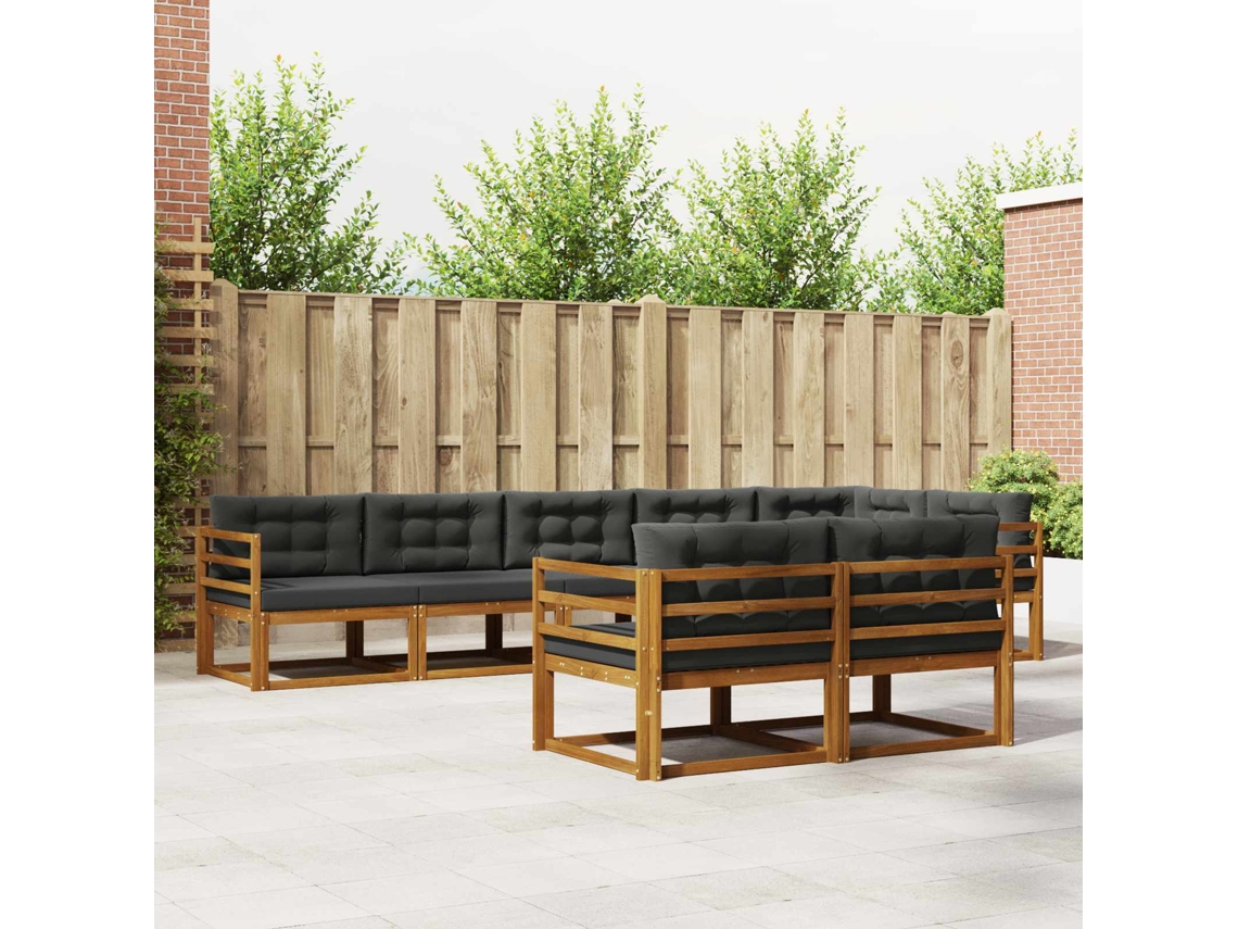 Vidaxl Conjunto De Sofás Para Exterior 8 Unid. Natural E Antracite