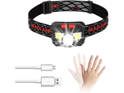 Lâmpada de Cabeça Led Luzes Usb Recarregáveis Luz de 300Lm 8 Modos Ipx4 À Prova D'Água Contínua 30 Horas Pesca Acampamento Preto YIZHOOD