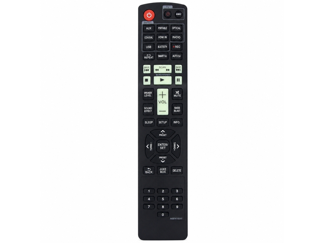 Comando À Distância Compatível Com Leitor Blu-ray E Dvd Lg, Modelo Akb74115301