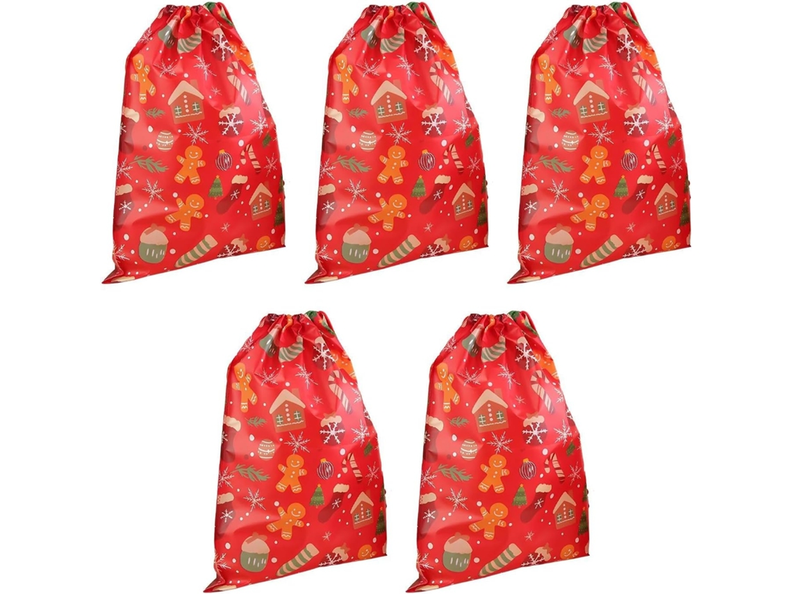 Sacolas De Natal Com Cordão, Sacolas Reutilizáveis, Lembrancinhas De Festa Com Cordão.