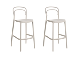 Conjunto De 2 Cadeiras De Jardim Beliani Porano De Polipropileno Creme 48x48x106