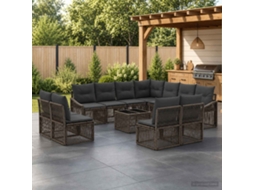 Vidaxl Conjunto De Sofá De Jardim 12 Pcs Cinzento Vime Pe