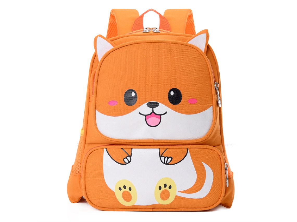 Mochila 3D Eifson Animal para Educação Infantil, 25x10x32cm - Laranja