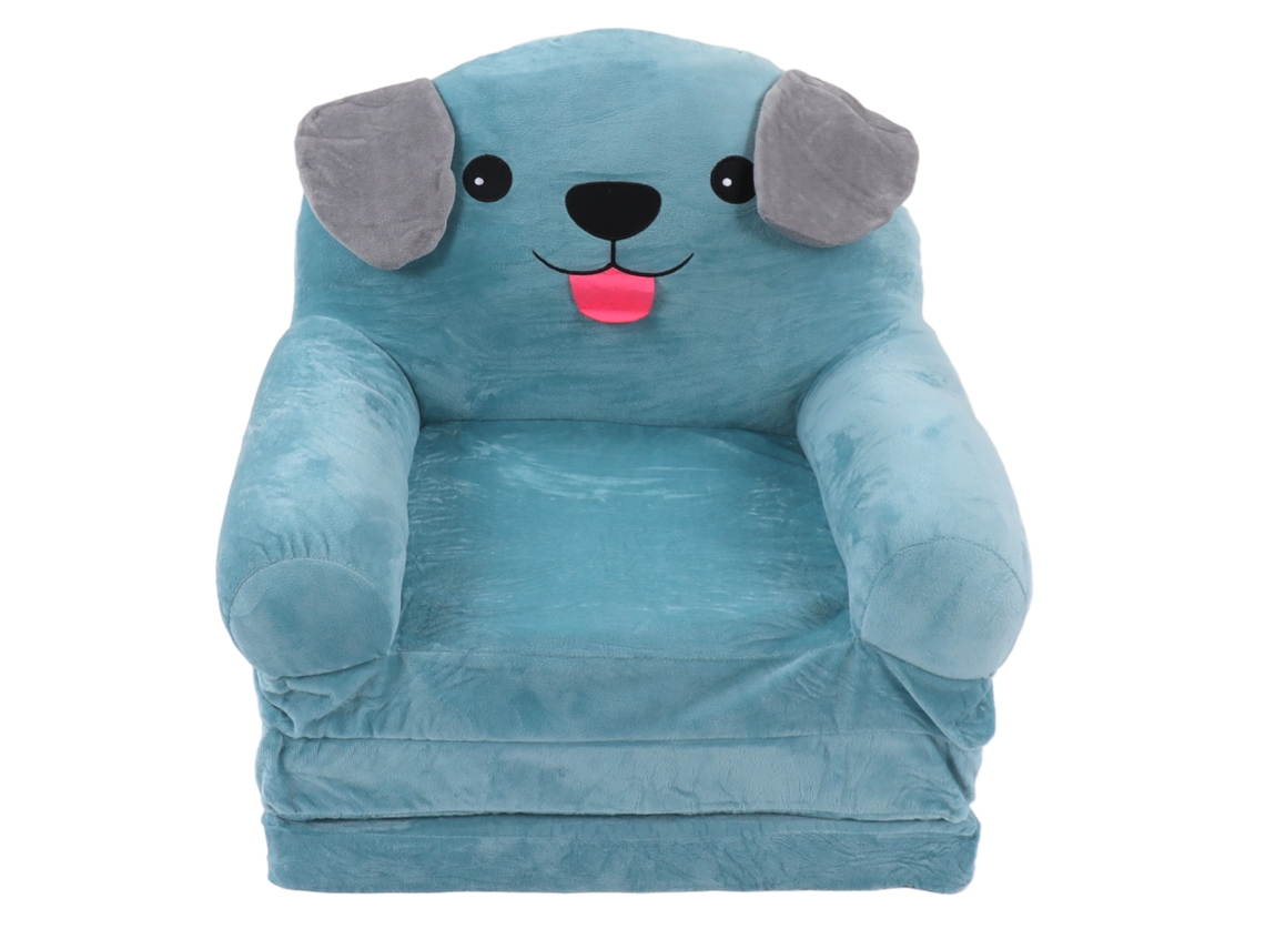 Sofá Infantil Cute Cartoon Plegável com Cachorro Azul, 3 Camadas, Versátil