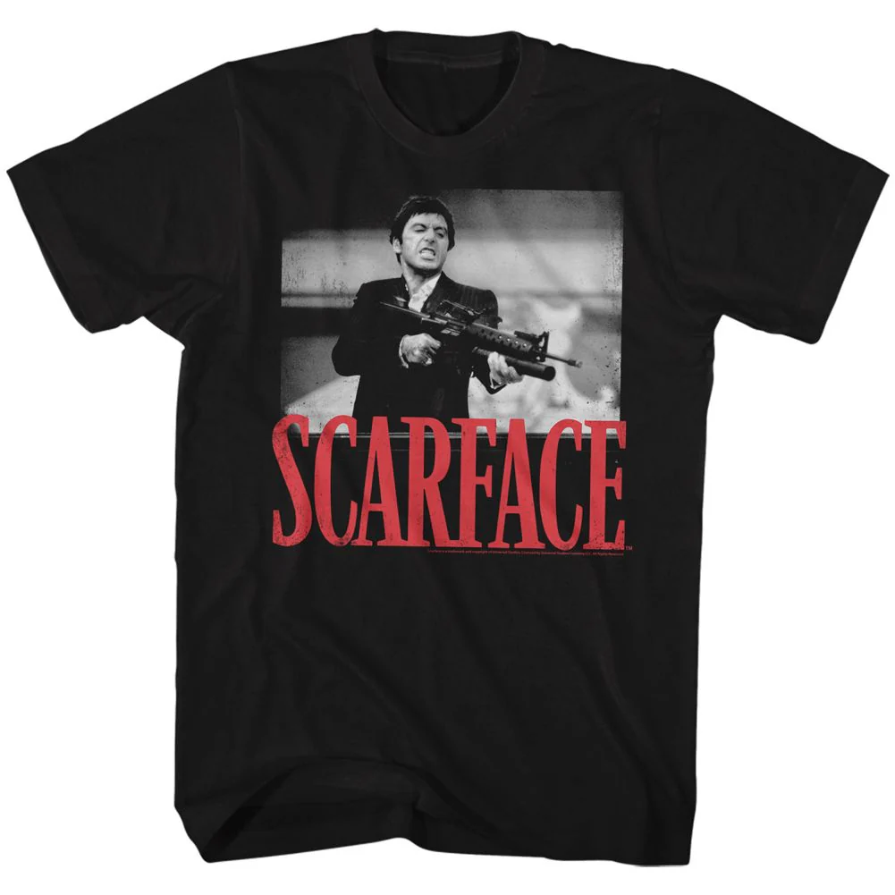 Unisex Adult T-shirt Rockinstone Scarface Movie Shootah Black Sizexxxl
