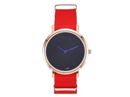 Relógio de Pulso Masculino de Moda com Pulseira de Couro Pu, Display Analógico, Quartzo, Vermelho