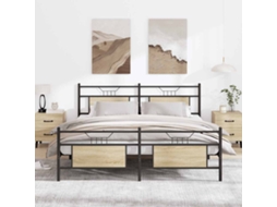 Vidaxl Estrutura de Cama Sem Colchão 183x213cm Metal Carvalho Sonoma