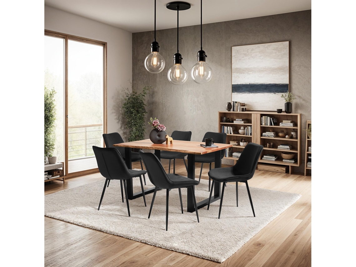 8 Cadeiras de Jantar Monroe em Veludo TECTAKE 59 x 48 x 82.5 cm