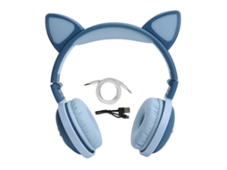 Auriculares inalámbricos Bluetooth 5.0 con luces LED, diseño orejas de gato, plegables para deportes | S/MARCA