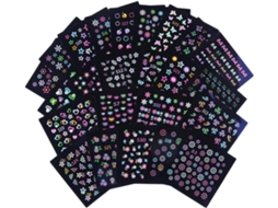 Adesivos Luminosos Para Unhas Com Estampas De Folhas, Flores E Preto.