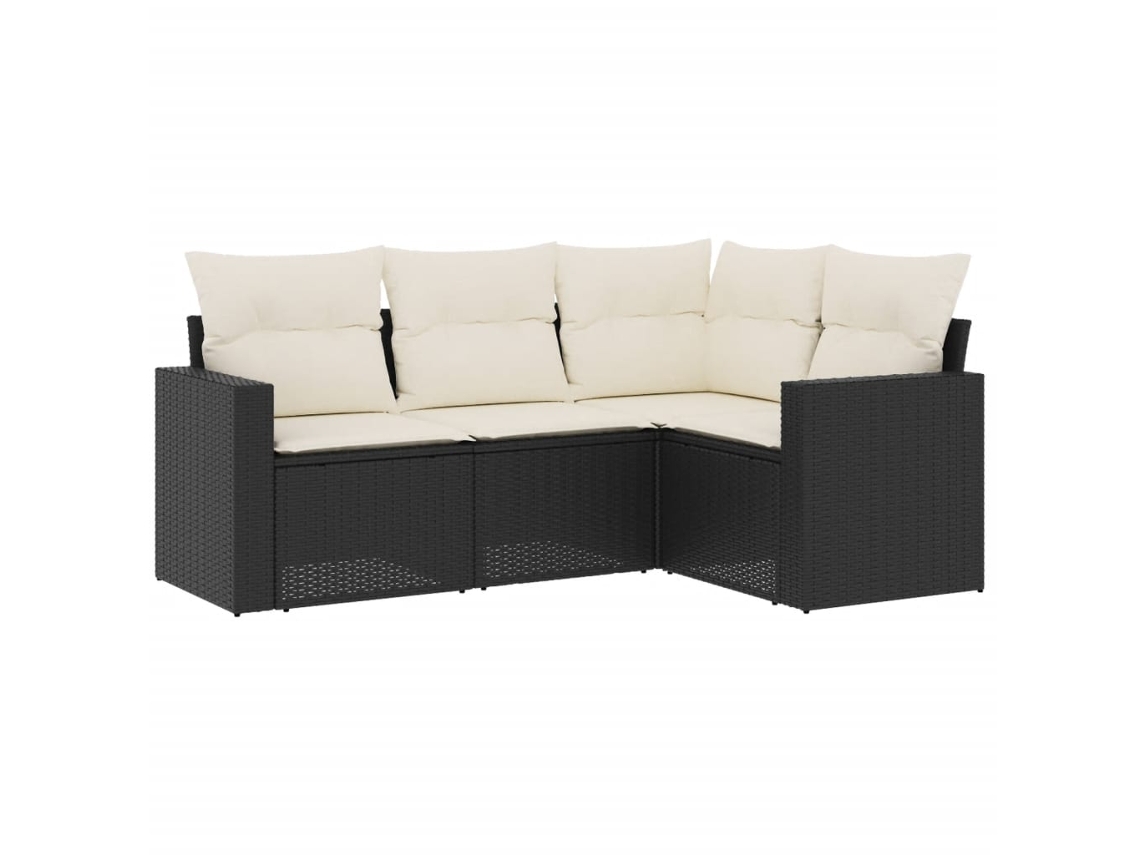 Conjunto 1 Conjunto De Sofás De Jardim Vidaxl Preto Vime Pe (66 X 62 X 69 Cm)