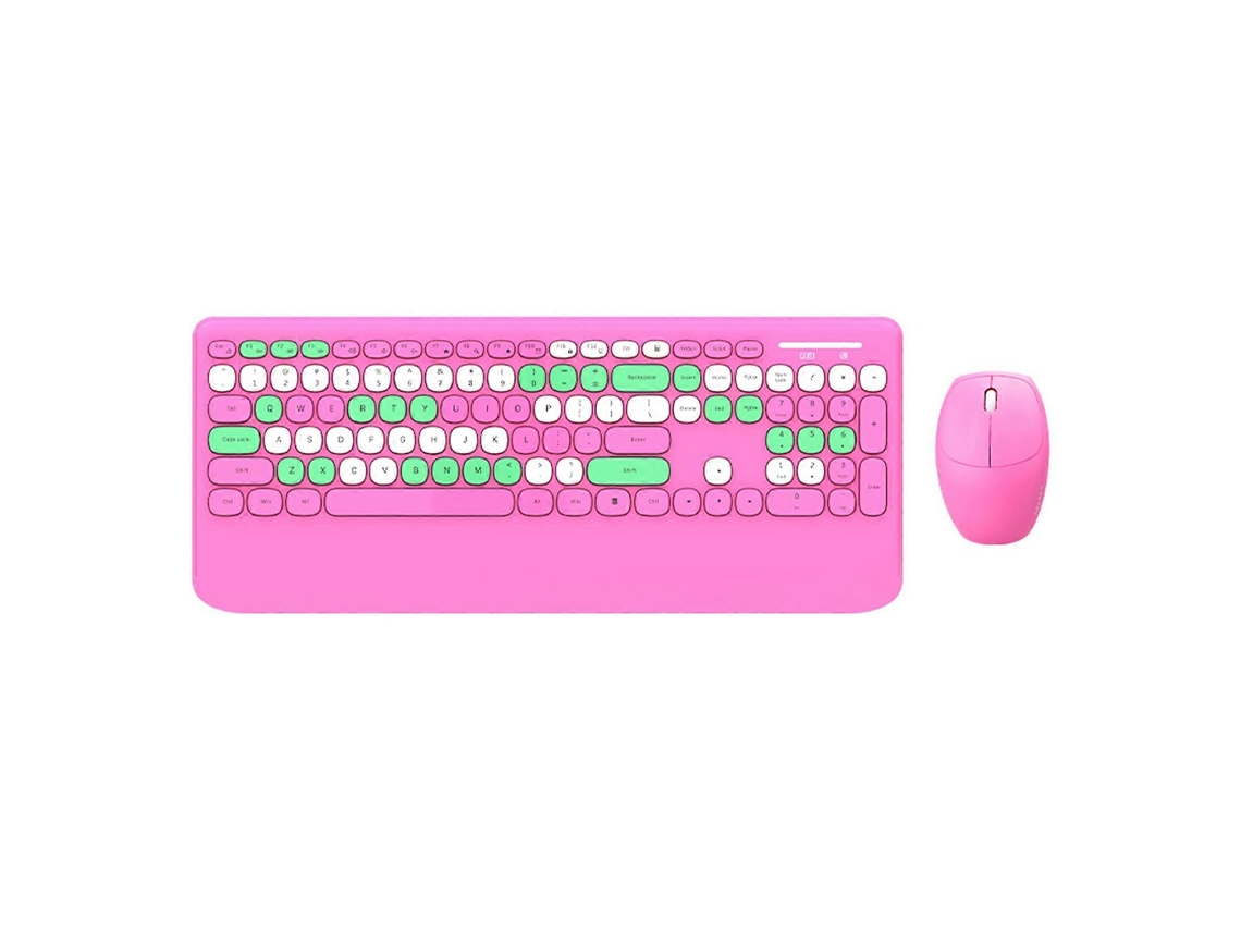 Combinação De Teclado E Mouse Sem Fio De 2,4 Ghz Com Teclas Redondas Para Laptop Everley891