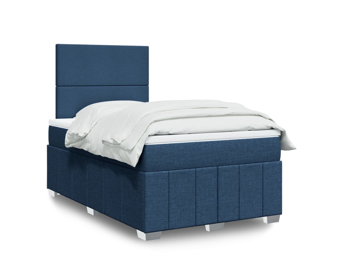 Vidaxl Cama Boxspring Com Colchão 120x190 Cm Tecido Azul