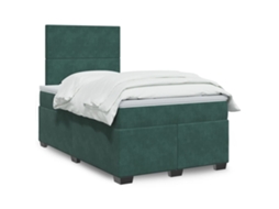 Cama Boxspring Com Colchão 120x190 Cm Veludo Verde-escuro