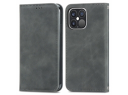 Capa Quedas Para Iphone 15 Pele Sintética Com Porta-cartões Cinzento