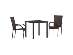 Conjunto de Jantar para Jardim 3 Pcs Castanho MAISON EXCLUSIVE