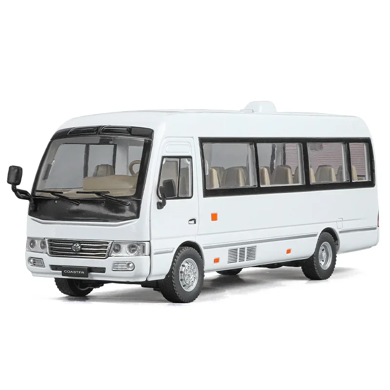 (branco) Escala 1:24 - Ônibus Em Miniatura De Metal Fundido, Com Deslizamento Livre, Portas Que Podem Ser Abertas, Efeitos Sonoros E Luminosos.
