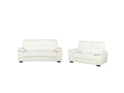 Conjunto de sala de estar de estilo clássico BELIANI Vogar de Pele sintética Creme 195x74x90