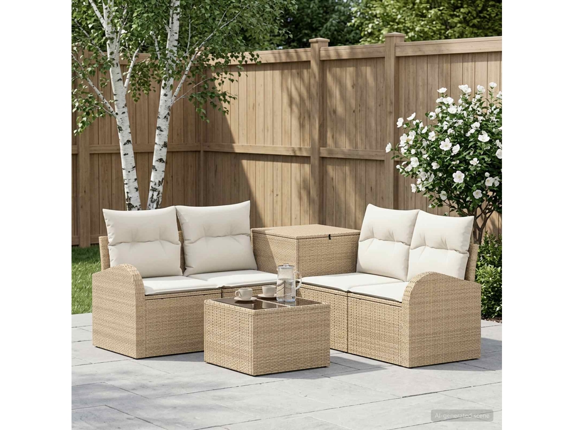 Vidaxl Conjunto De Sofás 6 Unid. Bege E Branco Creme