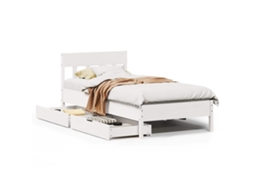 Bed Frame, Bed Frames Vidaxl Branco Madeira De Pinho (75 X 190 Cm)