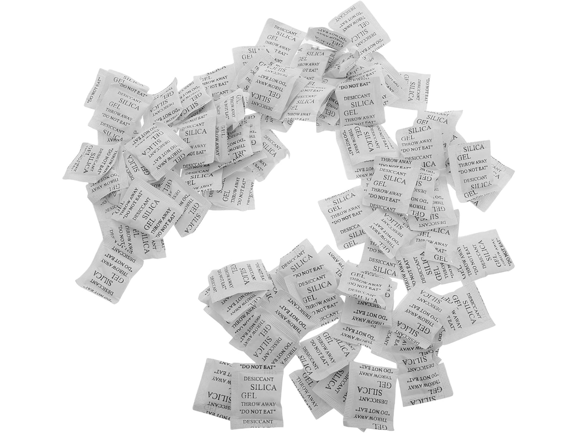 Pacote Com 100 Sachês De Sílica Gel Branca De 2g Para Absorção Prolongada De Umidade