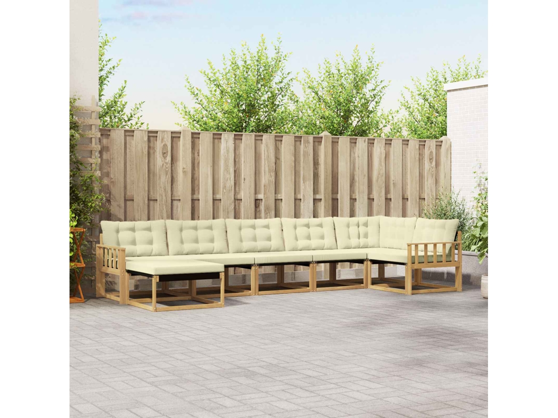 Vidaxl Conjunto De Sofás Para Exterior 7 Unid. Branco E Creme