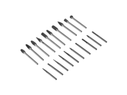 Conjunto de 20 brocas rotativas de carboneto de tungstênio com canal duplo para soldagem e mistura de moldes de fundição.