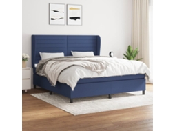 Vidaxl Cama Com Molas/colchão 160x200 Cm Tecido Azul