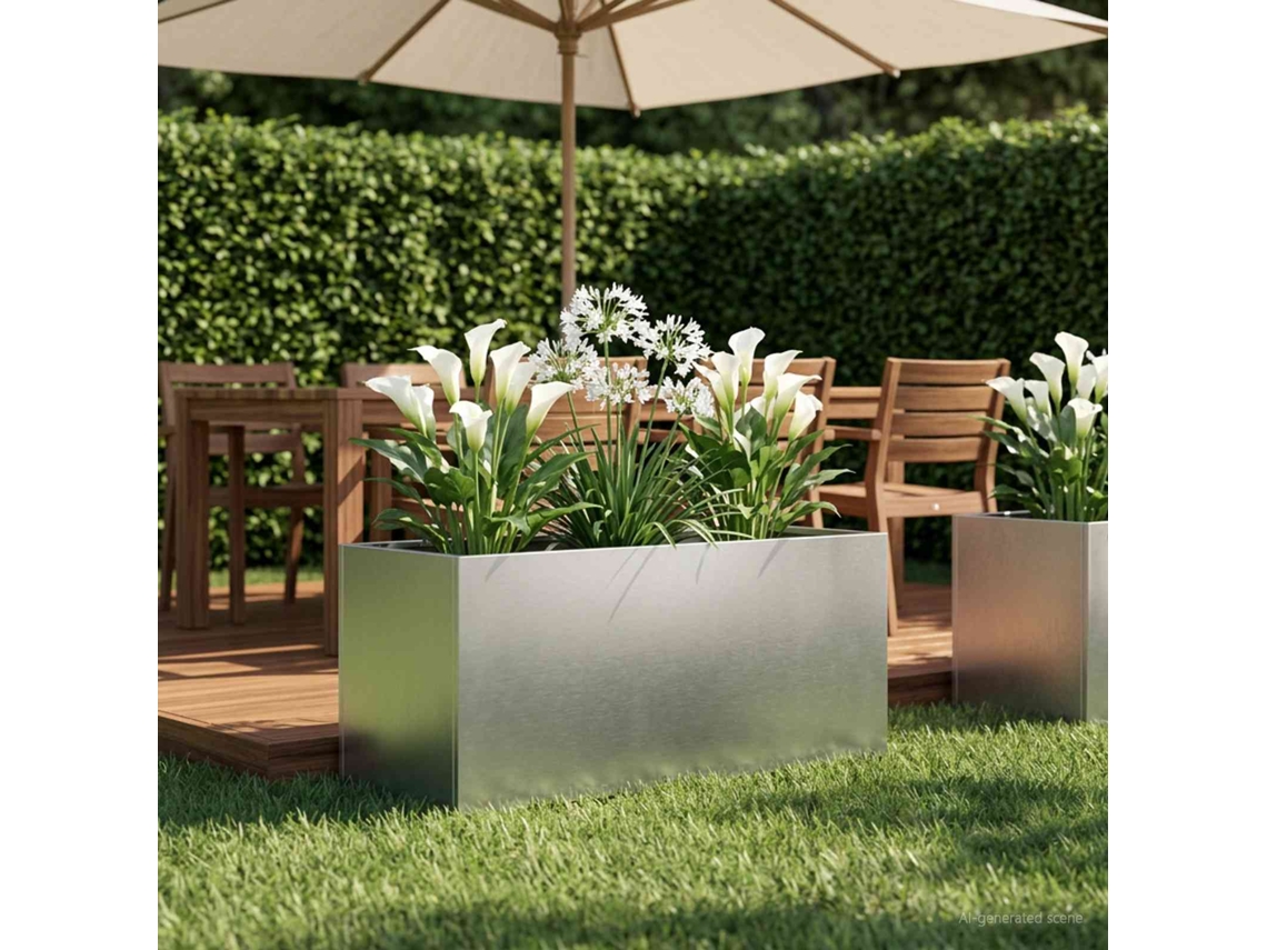 Vidaxl Vaso De Jardim Prateado 80 X 40 X 40 Cm Aço Inoxidável