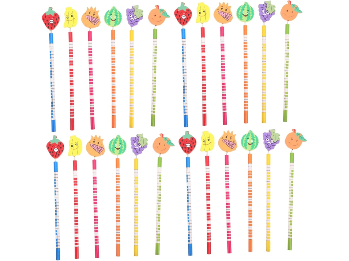 Conjunto de 24 Lápis de Madeira Hb para Meninos e Meninas, com Design de Frutas e Recompensas Escolares CHABERLU
