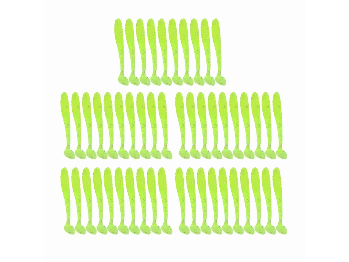 Isca de Pesca T Tail 5cm 50pcs Verde Fluorescente