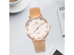 Reloj De Cuarzo Unisex Con Correa De Cuero Pu Zhoulianfa Color Beige