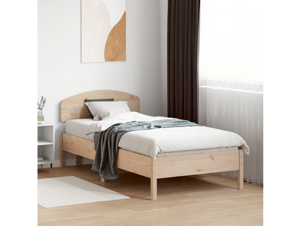Vidaxl Cama Sem Colchão 75x190 Cm Madeira De Pinho Maciça
