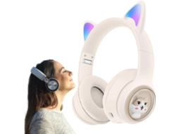 Fones De Ouvido Sem Fio Com Orelhas Gato, Dobráveis E Supra Auriculares