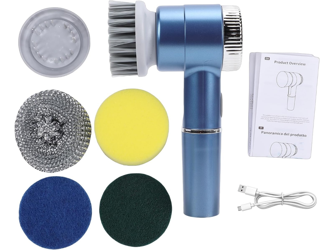 Escova De Limpeza Elétrica Com 3 Velocidades Ajustáveis E Lâmina Rotativa Para Cozinha, Banheiro, Azulejos, Box E Vidro