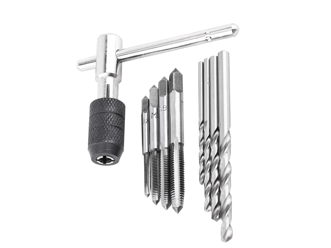 Conjunto Genérico De 9 Peças Alta Qualidade Para Machos E Rosqueamento, Chave T E Brocas Helicoidais, Kit De Ferramentas