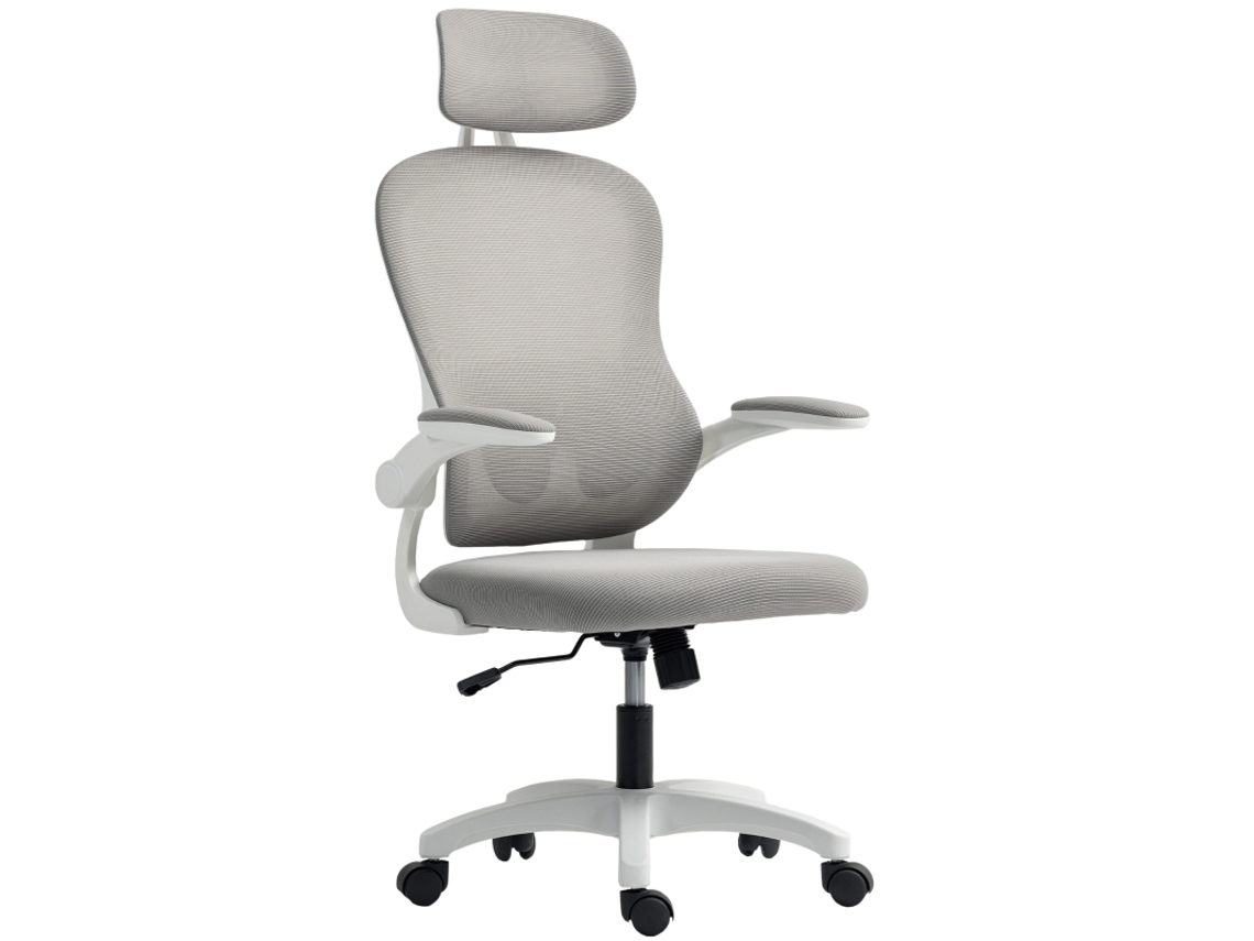 Poltrona Ergonômica Para Escritório Com Encosto Em Mesh, Regulável Em Altura, Braços Retráteis, 5 Rodas, Função Wipp, Cinza Bga Store