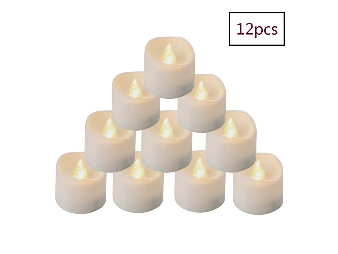 12 Velas Led Com Timer, Velas Elétricas A Pilhas Com Luz Tremeluzente, 6h Ligadas E 18h Desligadas, 3,2x3,6 Cm, Plástico, Branco Quente Neveance
