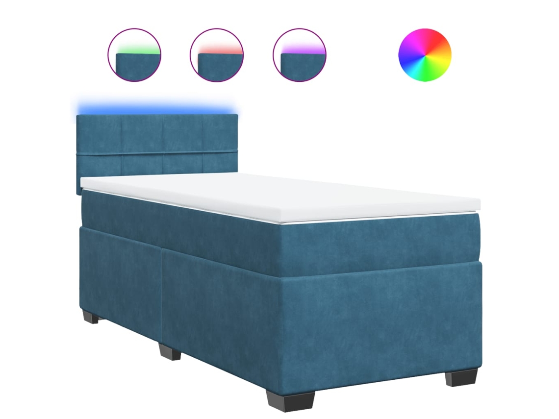 Cama Boxspring com Colchão 90x200 Cm Veludo Azul MAISON EXCLUSIVE