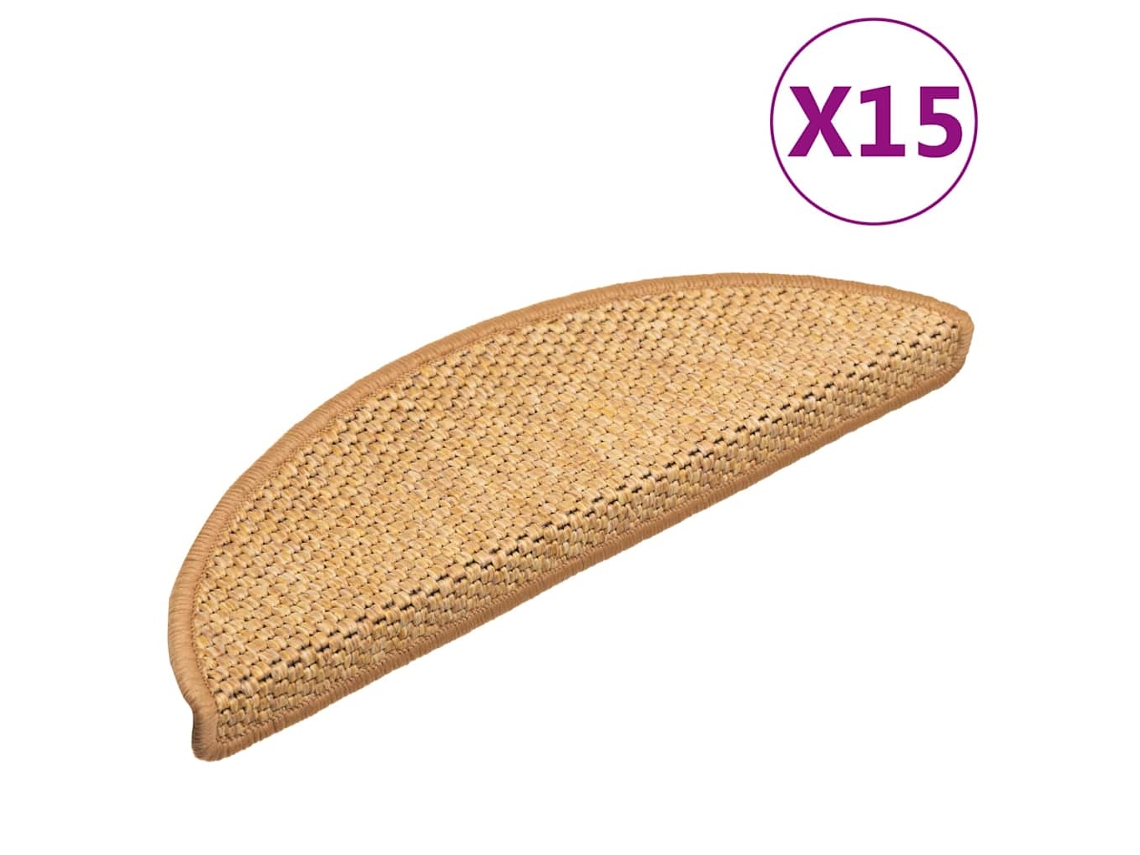 Vidaxl Tapetes Escada Adesivos Aspeto Sisal 15 Pcs Cor De Sisal