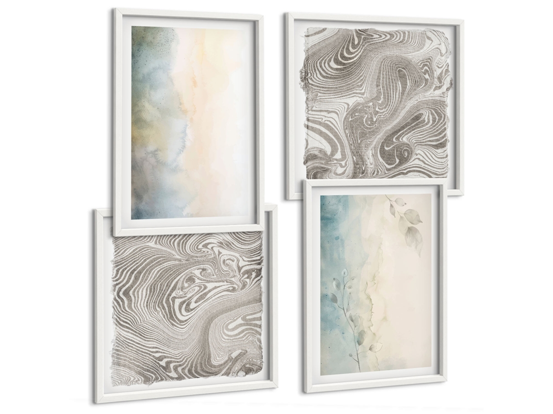 Composição De Quadros Tintas De Aquarela Delicadas Espelharte (4 Peças)