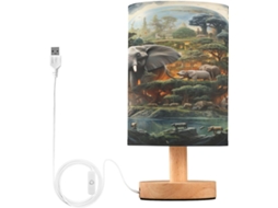 Luminária De Cabeceira Led Skyshu Em Formato Elefante Pequeno, Com Base De Madeira Antiderrapante E Cúpula Que Não