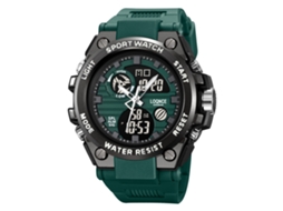 Relógio MDUG eletrônico elegante, multifuncional, com visor duplo e à prova d'água (verde militar)