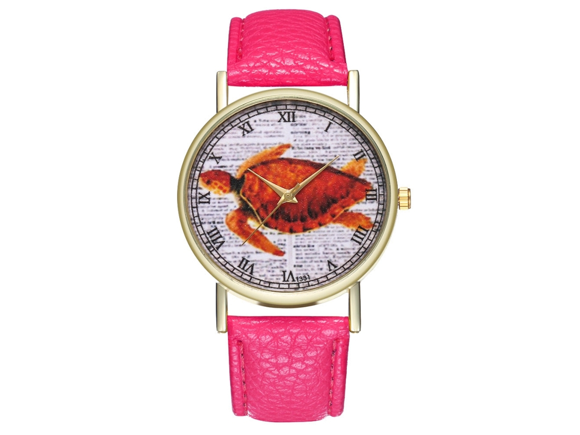Reloj De Pulsera Estudiantil De Cuarzo Con Correa Pu Y Numerales Romanos (rojo Rosa)