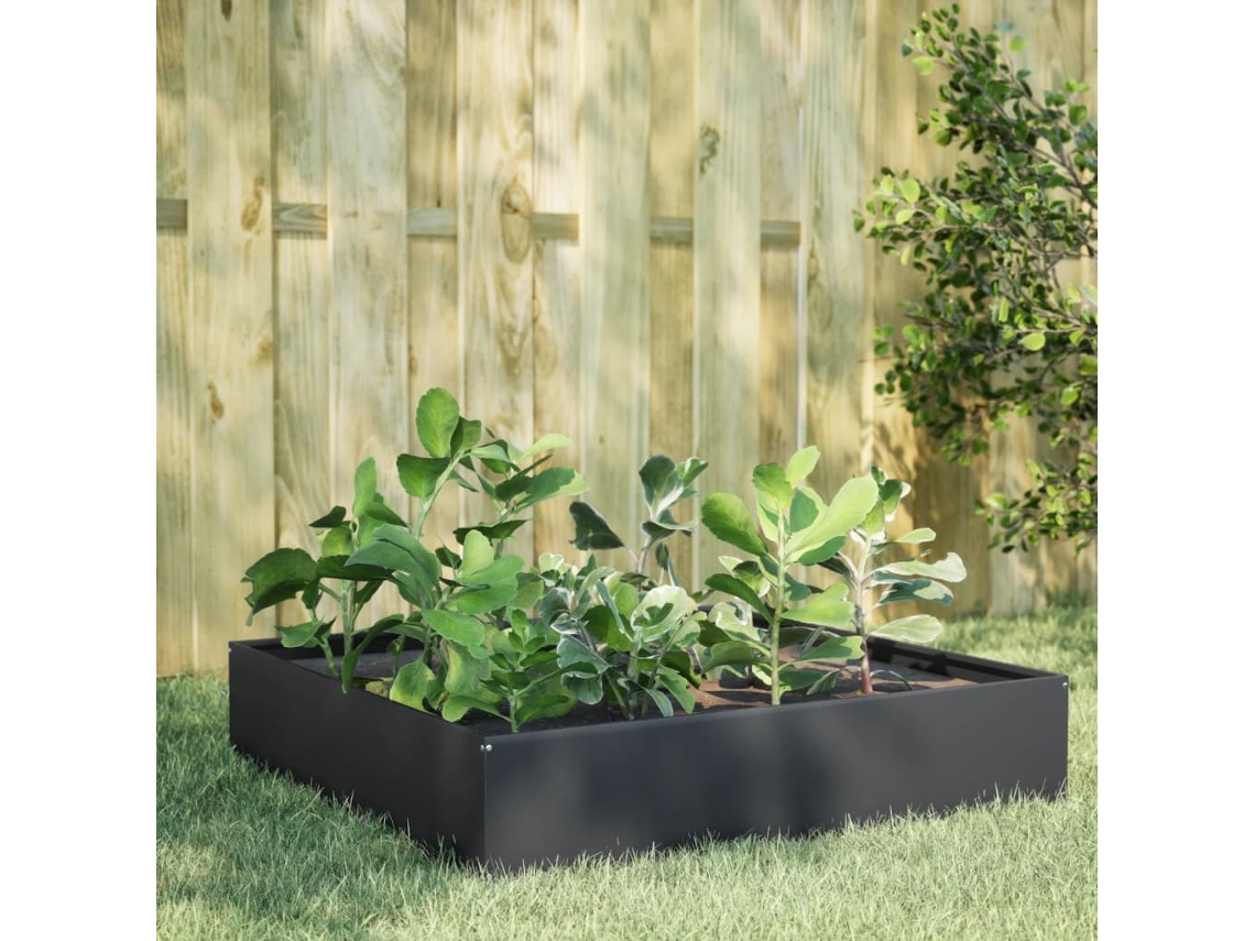 Vidaxl Canteiro Elevado Jardim Aço 100x100x33,5 Cm Antracite