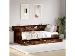 Vidaxl Sofá-cama Com Gavetas Sem Colchão 75x190 Cm Carvalho Fumado