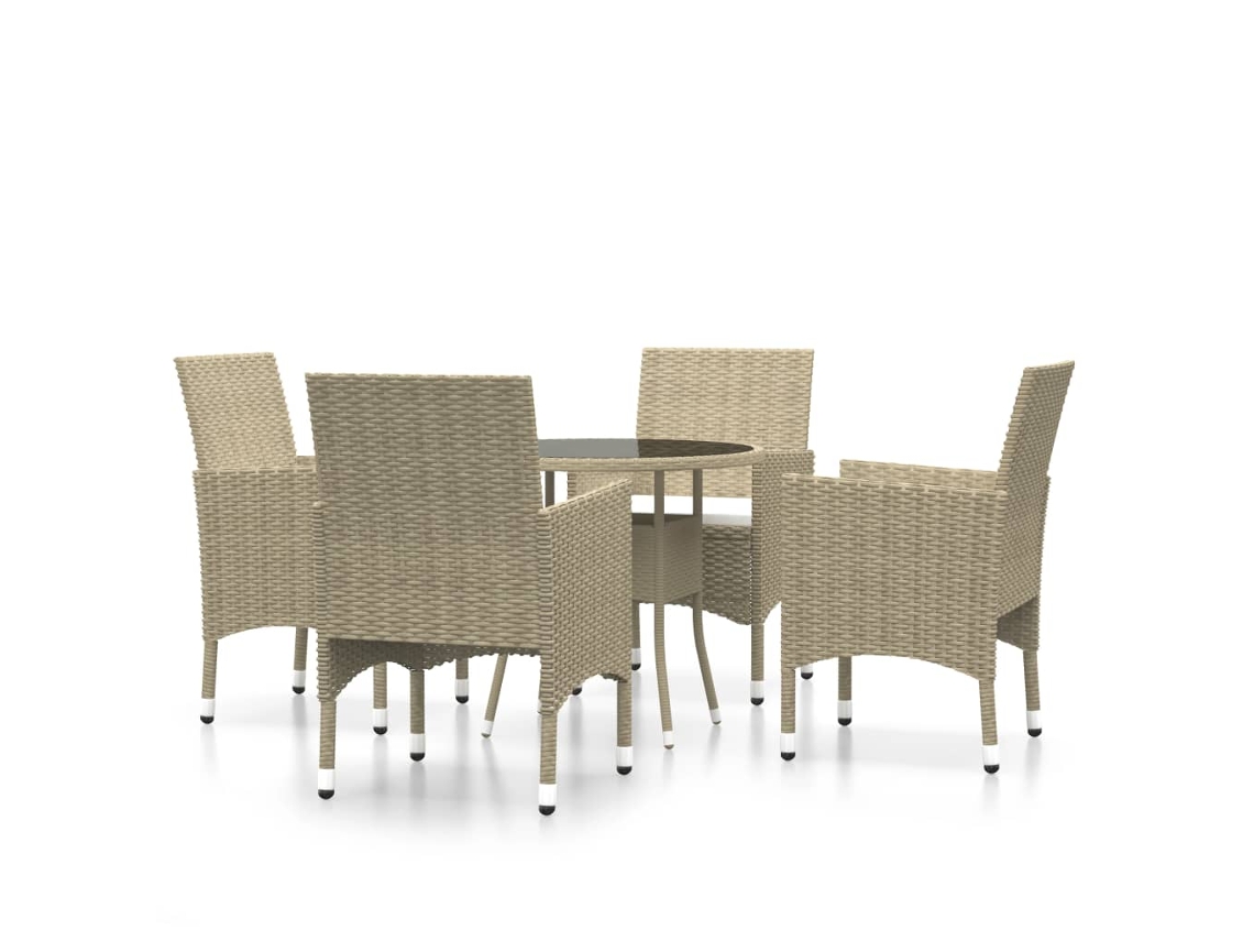Maison Exclusive - 5 Pcs Conjunto De Jantar Para Jardim Vime Pe Bege