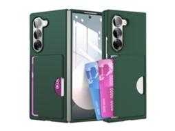 Capa Chrui Para Samsung Galaxy Z Fold 7, Proteção Completa Com Porta-cartões (compatível, Verde Escuro)